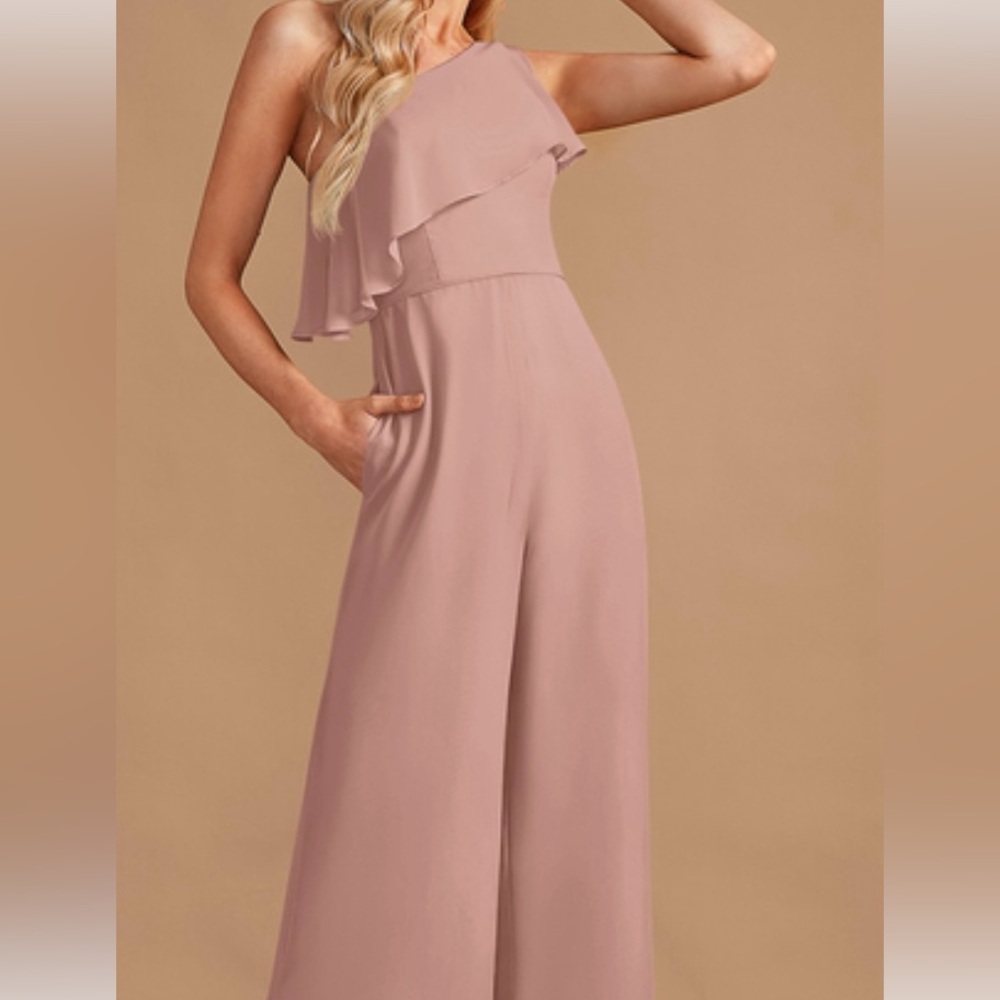 Mori Lee jumpsuits. NWT size 4. Desert rose in color